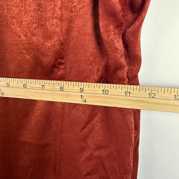 Lulus Marabel Rust Orange Satin Slit Backless Cami Midi Dress XS - Picture 12 of 15